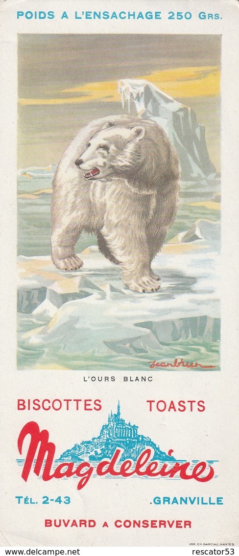 Rare Buvard Biscottes Magdeleine Granville L'ours Blanc - Biscottes