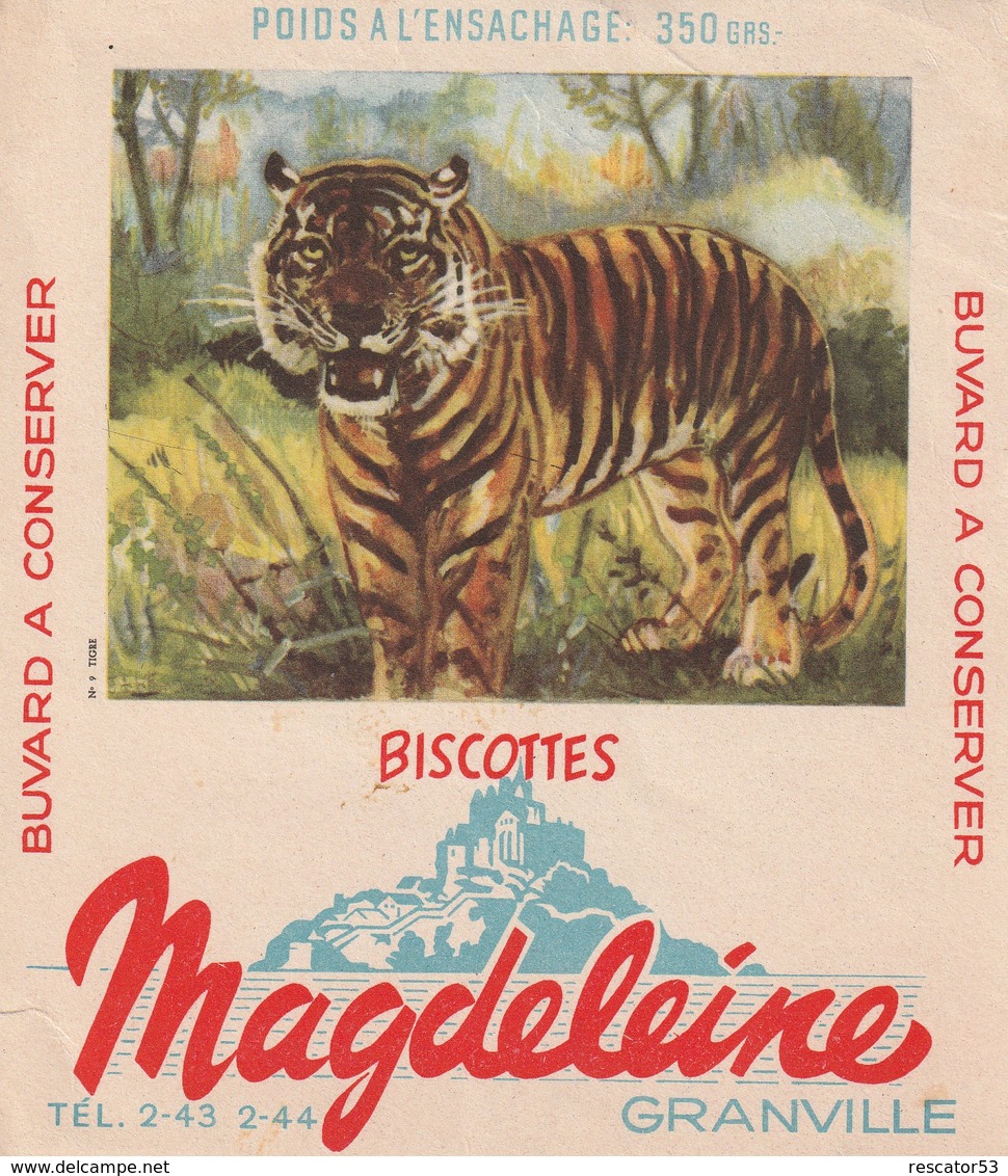 Rare Buvard Biscottes Magdeleine Granville Le Tigre - Zwieback