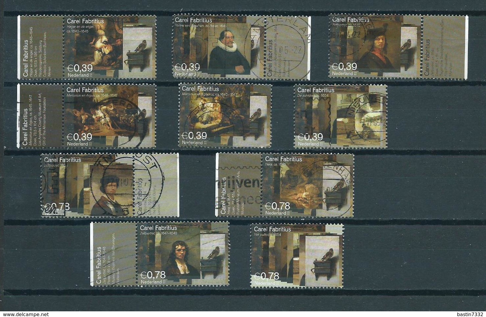 2004 Netherlands Complete Set Carel Fabritius Used/gebruikt/oblitere - Gebruikt