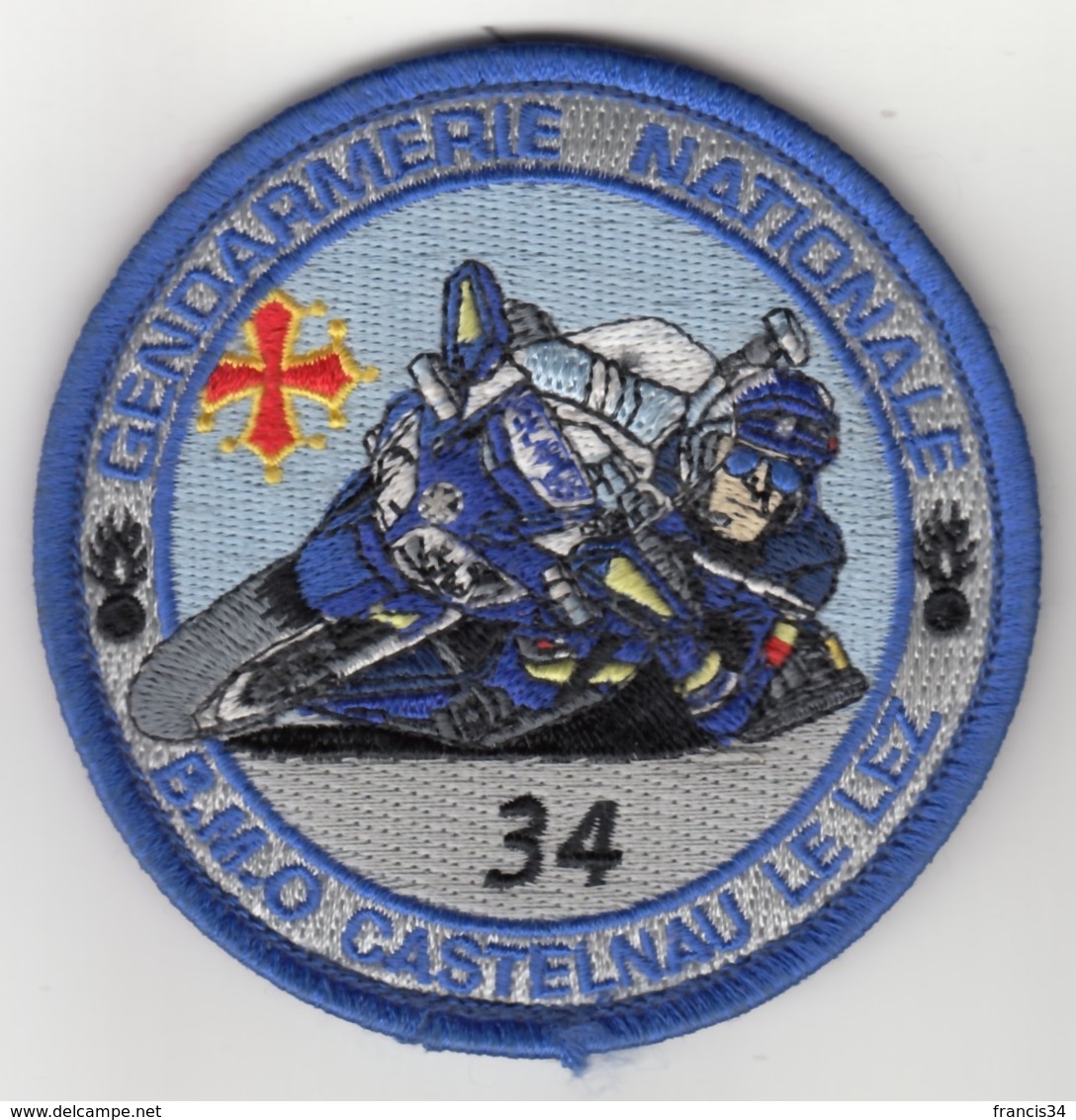 Insigne Gendarmerie Nationale De La Brigade Motorisée De Castelnau Le Lez - Tissus - Police & Gendarmerie