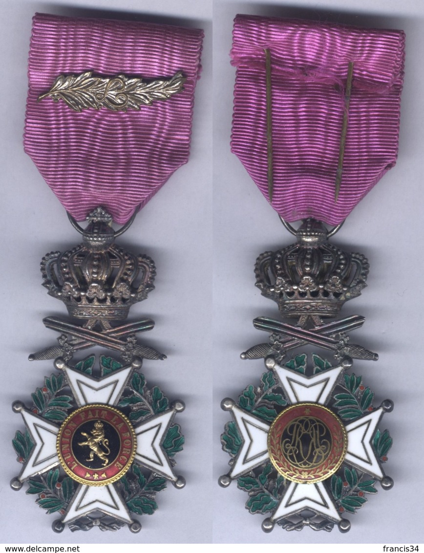 Médaille De Chevalier De L'Ordre De Léopold 1er à Titre Militaire Avec Palme - Belgique - Belgique