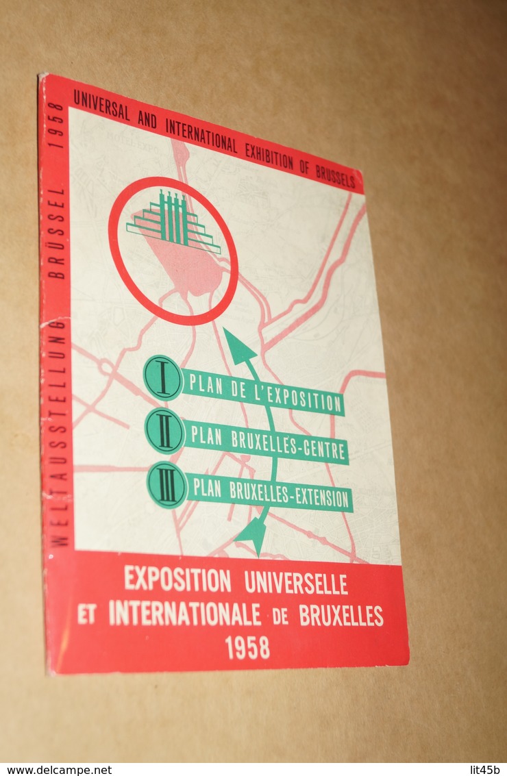 Expo 58,Exposition Bruxelles 1958,plan De L'expo,collection,76 Cm. Sur 51 Cm.collector - Obj. 'Souvenir De'