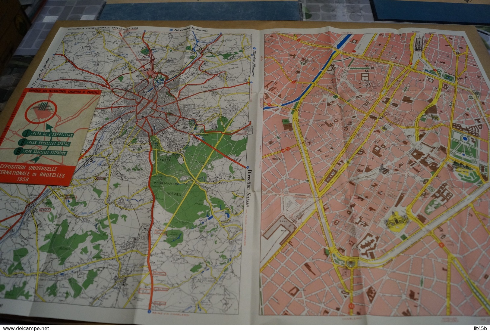 Expo 58,Exposition Bruxelles 1958,plan De L'expo,collection,76 Cm. Sur 51 Cm.collector - Obj. 'Souvenir De'