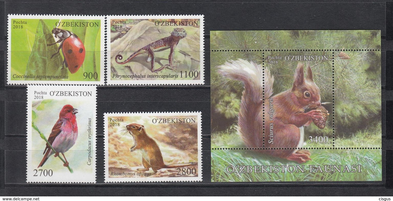 Uzbekistan Usbekistan MNH** 2018 Lokal Fauna  Mi 1324-28 Bl.88 - Usbekistan