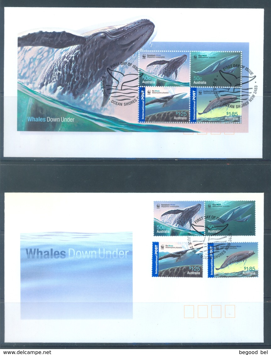 AUSTRALIA  - FDC - 6.6.2006 - WHALES - Yv 2561-2566 BLOC 101 - Lot 18591 - Premiers Jours (FDC)