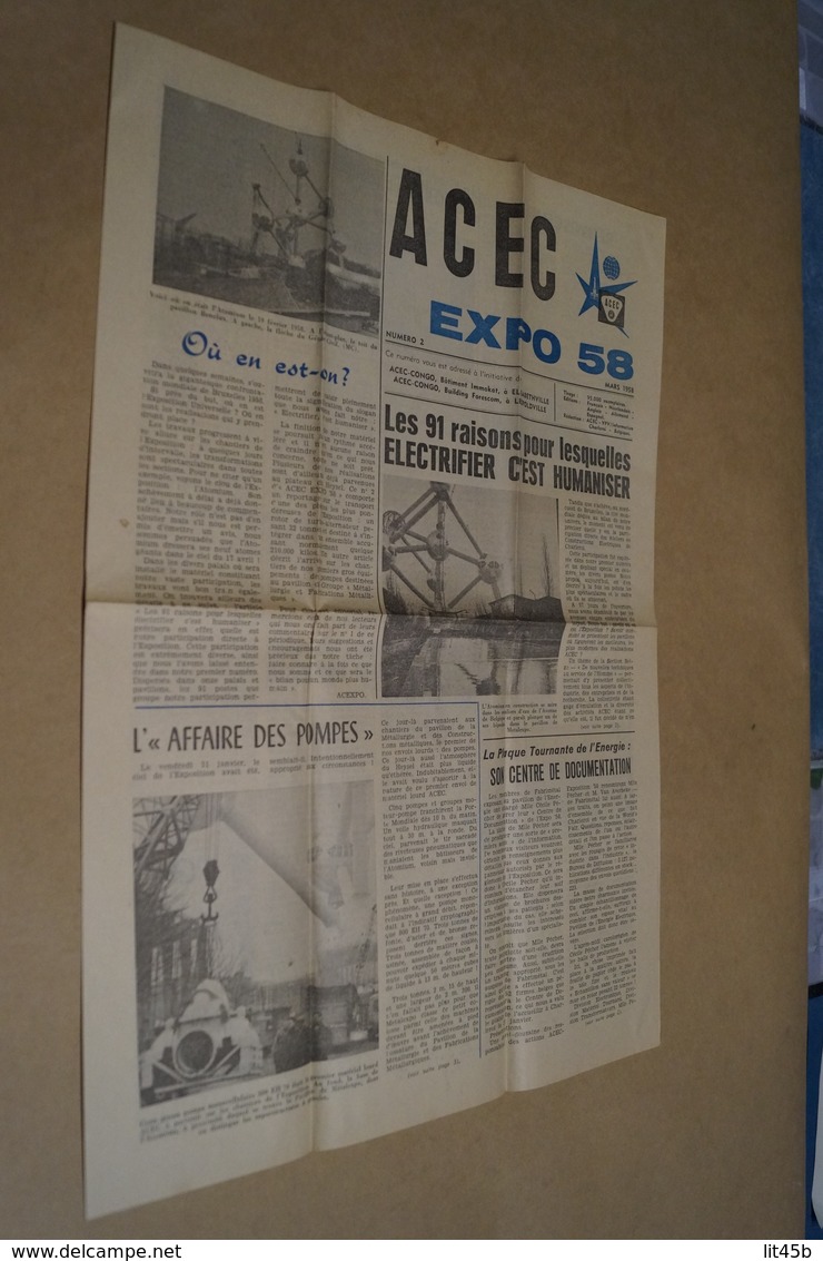 Expo 58,Exposition Bruxelles 1958,Journal ACEC.superbe état Neuf Pour Collection - Obj. 'Herinnering Van'