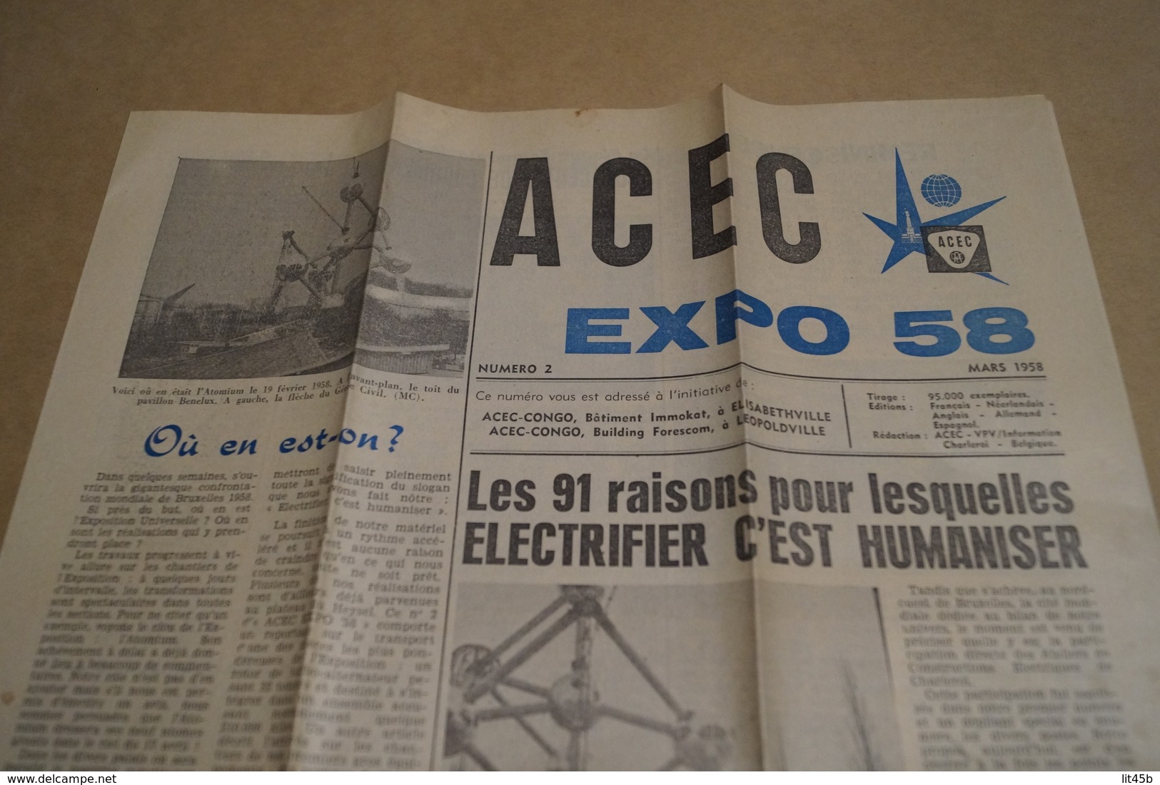 Expo 58,Exposition Bruxelles 1958,Journal ACEC.superbe état Neuf Pour Collection - Obj. 'Herinnering Van'