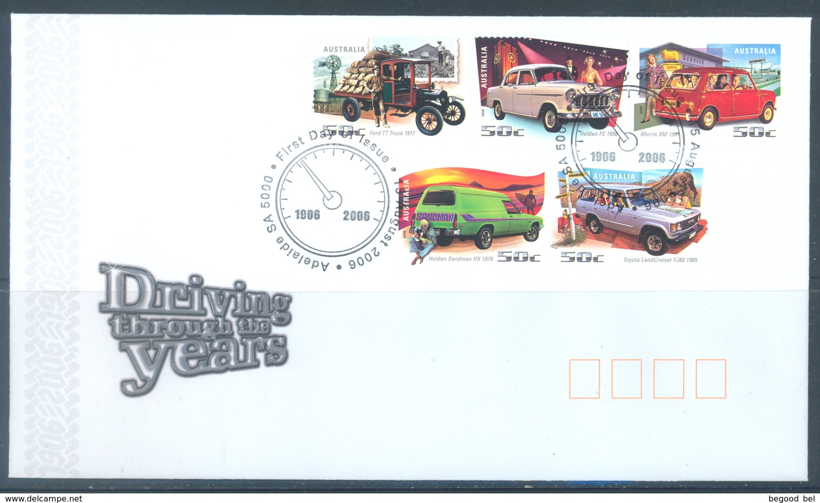 AUSTRALIA  - FDC - 15.8.2006 - DRIVING THROUGH THE YEARS - Yv 2573-2577 - Lot 18593 - Premiers Jours (FDC)