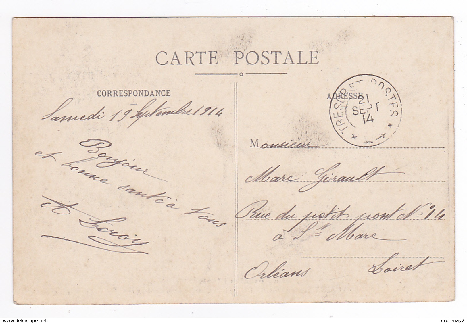Carte à Situer Gendarmerie Nationale Attelage Chevaux Personnages Bois Envoyée à Orléans En 1914 Par A. LEROY VOIR DOS - A Identifier