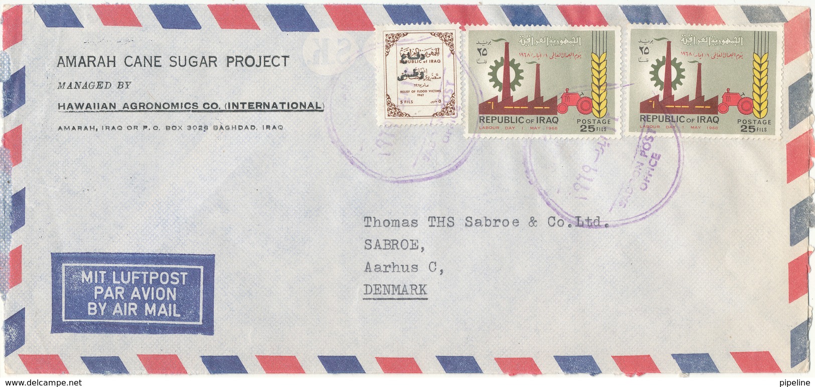 Iraq Air Mail Cover Sent To Denmark - Iraq