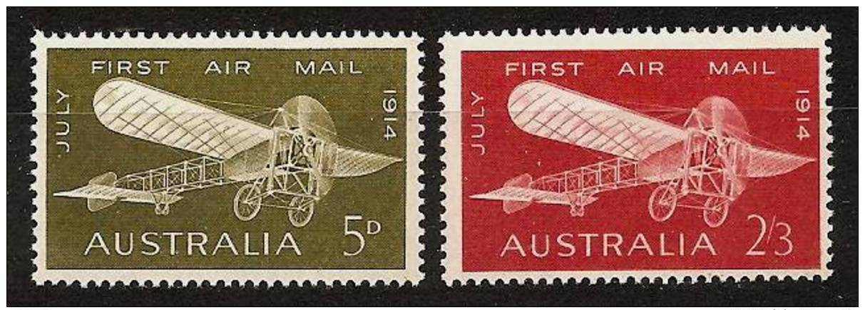 AUSTRALIA 1964 - 50th Anniv FIRST AIRMAIL / Bleriot XI Avion - Compl Mi 346-347 MNH ** K028 - Ungebraucht