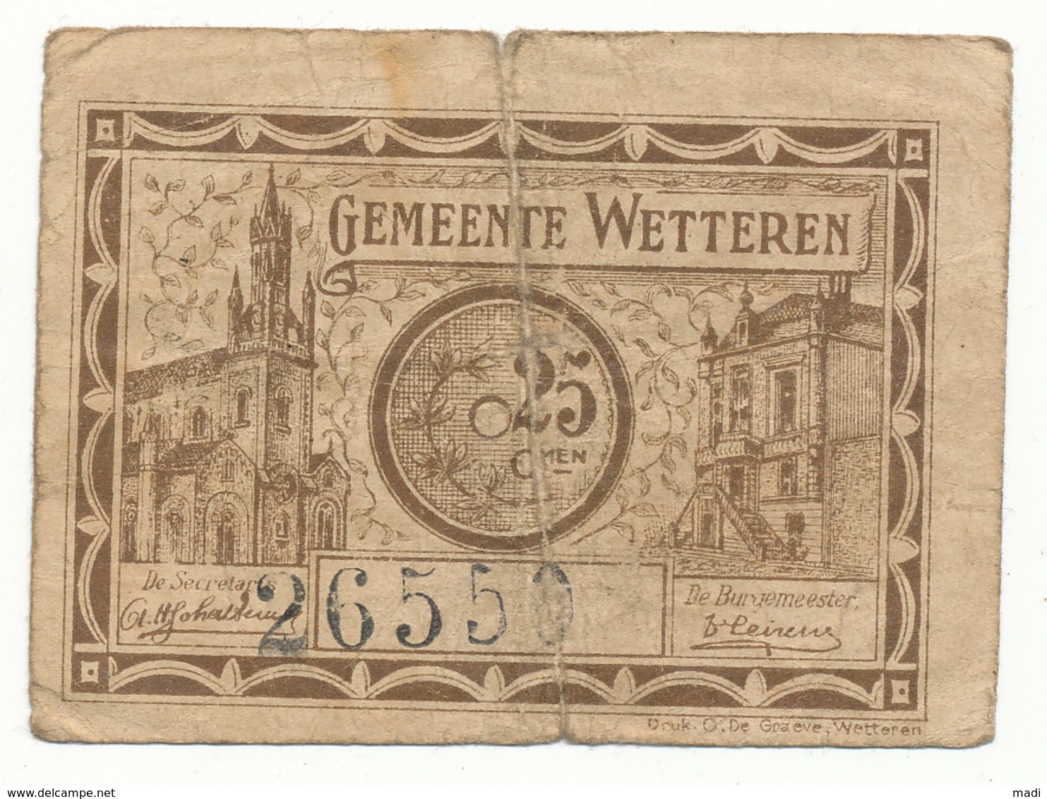 Wetteren - 2 X 25 Centiem 1918 Noodgeld - Autres & Non Classés