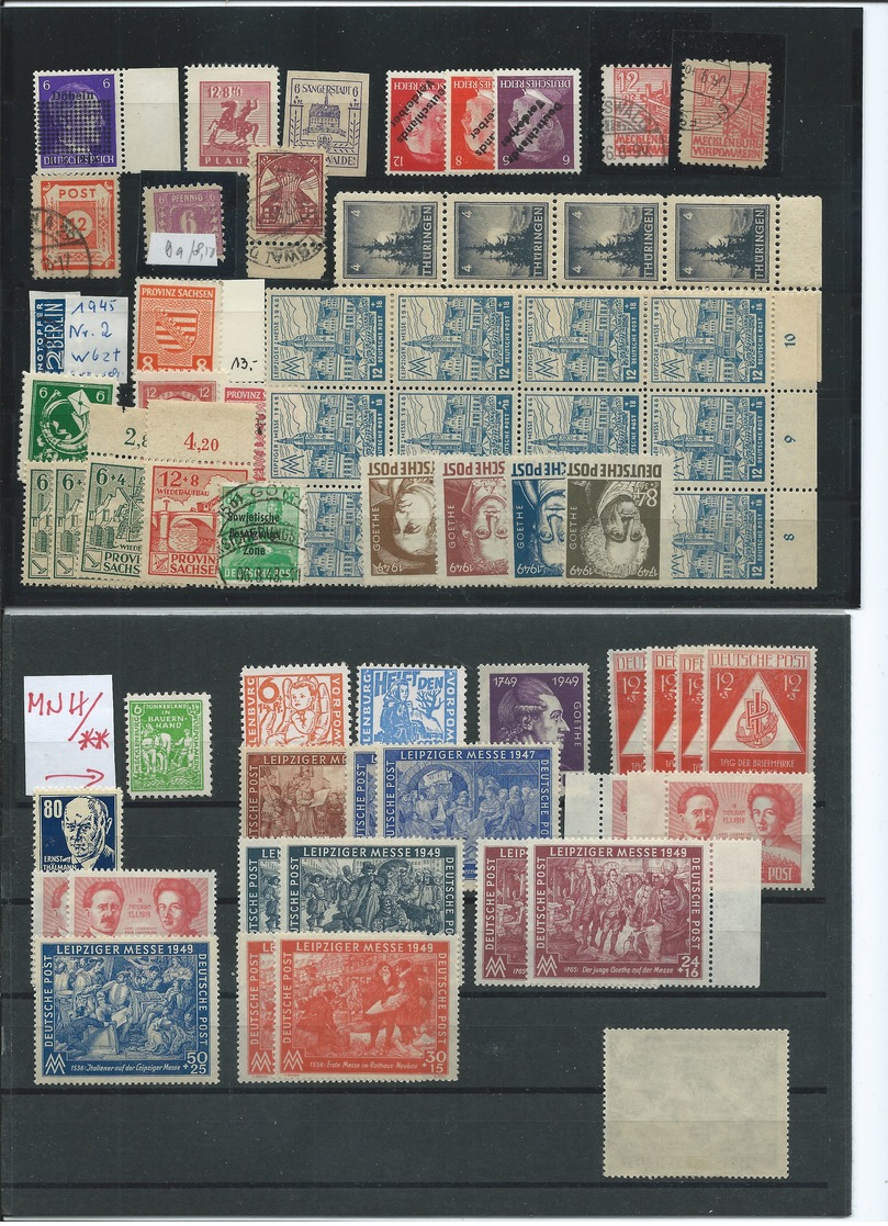 Germany, Sovjet Occupation After WW2,huge Mixed Party On 7 Big Stock-cards, LH/MNH/VFU  (as Per Scan) - Sonstige & Ohne Zuordnung