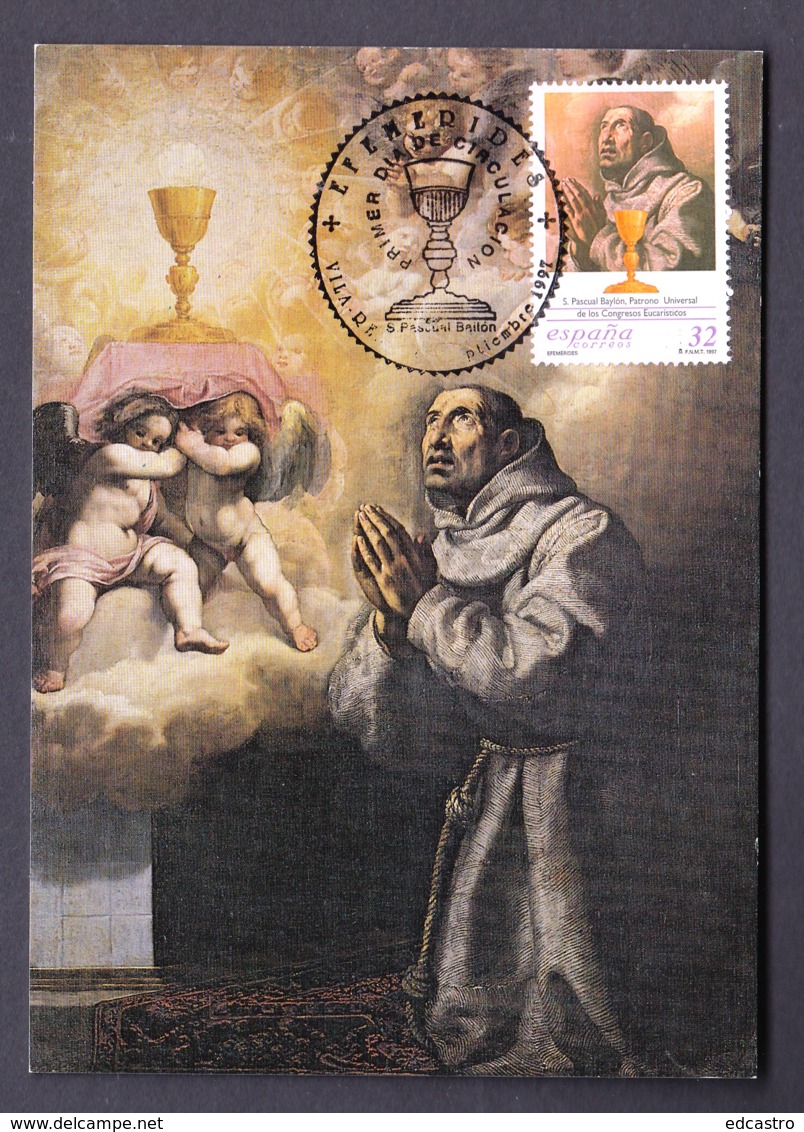 25.P.- SPAIN 1997 SAINT PASCUAL BAYLON Painting By Vicente Caducho (XVII S.) - Cristianismo