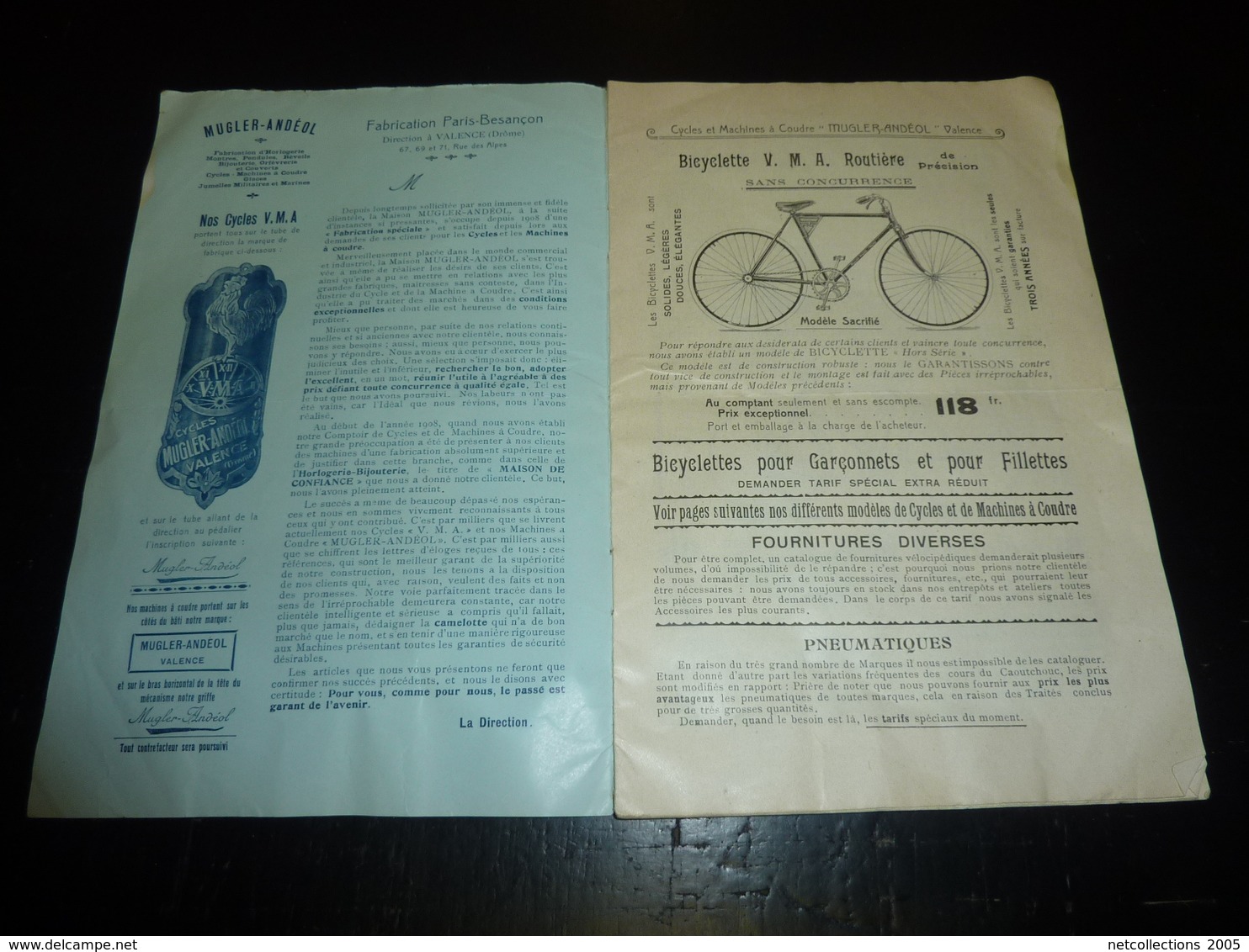 CATALOGUE MUGLER-ANDEOL Sur Les BICYCLETTES DE PRECISION ET FOURNITURES VELOCIPEDIQUES & MACHINES A COUDRE (AD) - Cyclisme