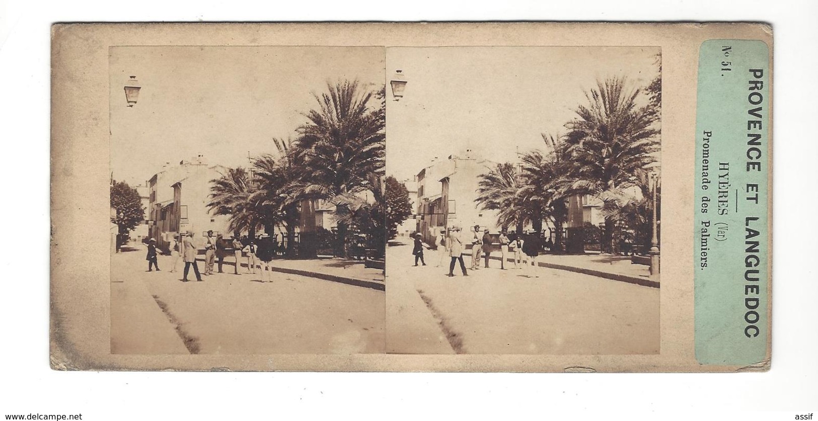 STEREO Furne Et Tournier  Provence Et Languedoc - Hyères Promenade Des Palmiers ( Vers 1860 ) - Stereoscopic