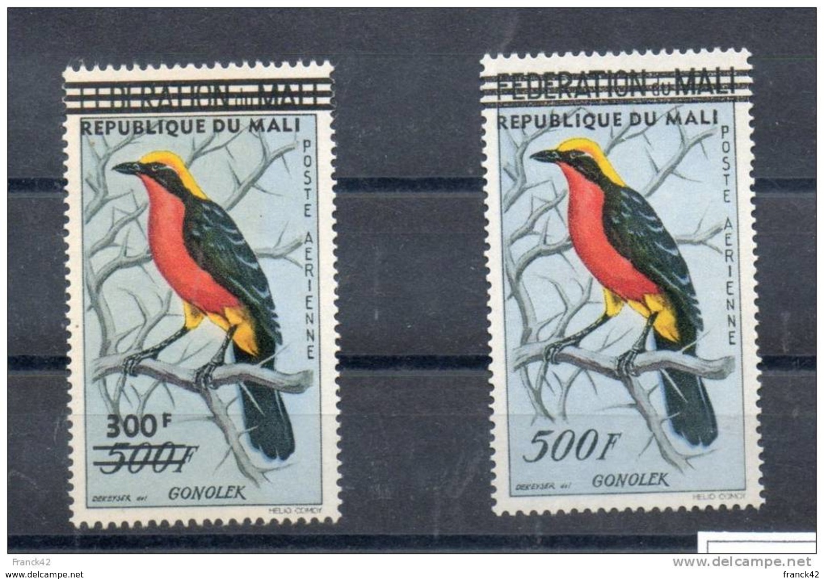 Mali. Poste Aérienne. Oiseaux. Timbres Surchargés - Mali (1959-...)