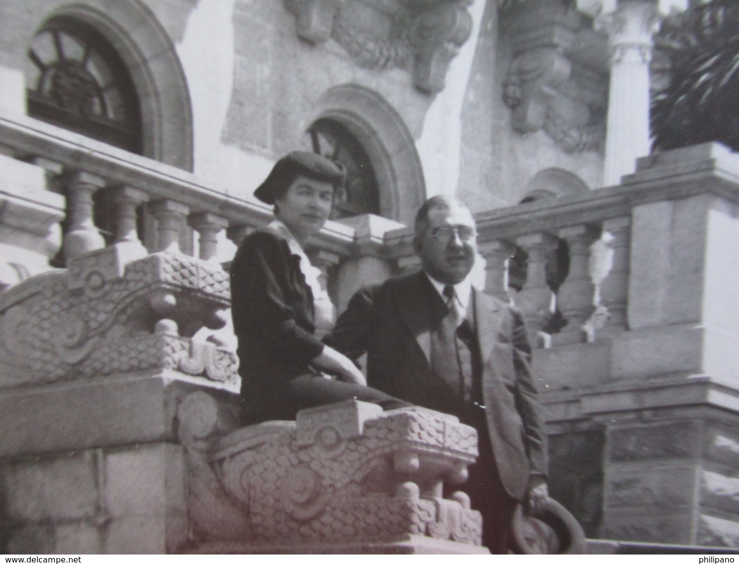 RPPC Couple Outside Castle      Ref 3097 - To Identify