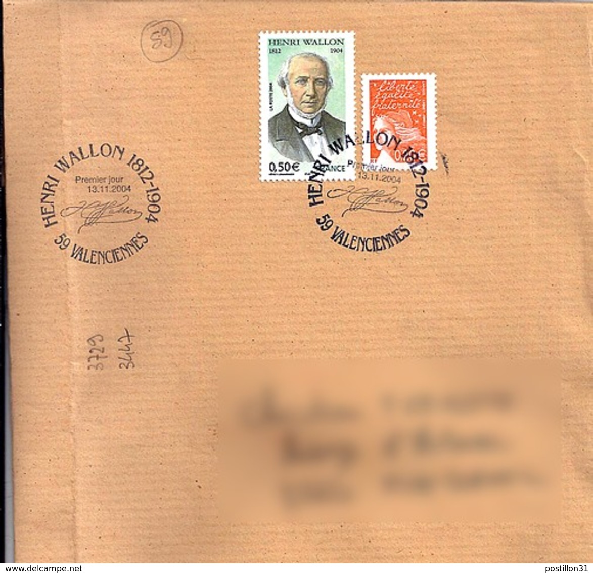 59 - NORD - 59.VALENCIENNES / HENRI WALLON  - 2004 - TàD DE TYPE ILL. - Manual Postmarks