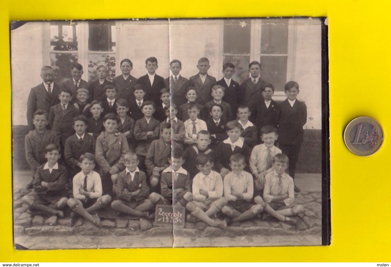 ©1935 ZEVEKOTE GISTEL KLAS-FOTO JONGENS 18x13cm Photo 3SCHOOL ECOLE CLASSE Heemkunde Geschiedenis ANTIQUARIAAT R33 - Gistel