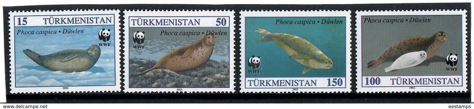 Turkmenistan. 1993 WWF-4v (Caspian Seals). 6v. - Turkménistan