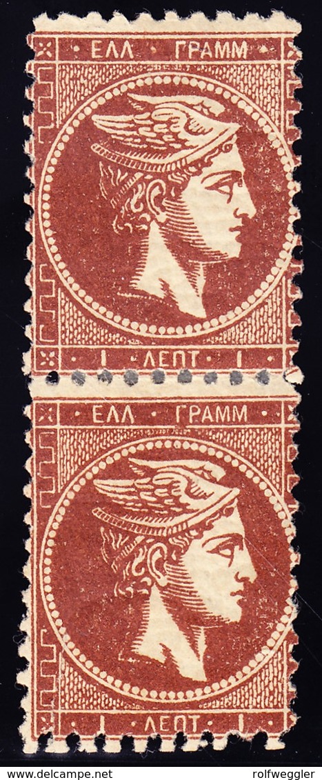 1 Lepton Senkrechtes Paar; Gezähnt; Attest Simmermacher - Unused Stamps