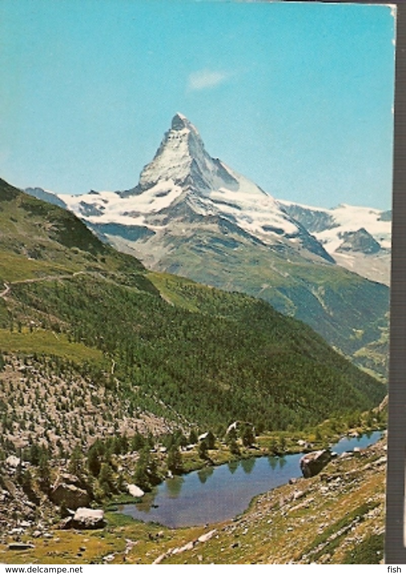 Austria & Circulated, Greetings From Wallis, Matterhorn, Zermatt, Mont Cervin, Lisboa 1975 (755) - Souvenir De...