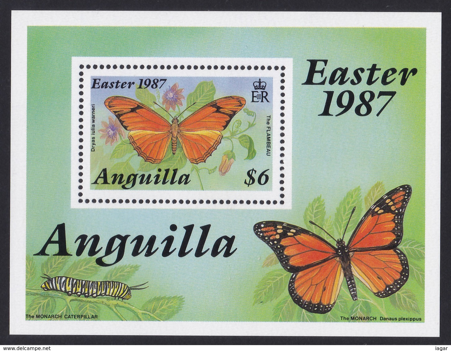 ANGUILLA 1987 FARFALLE - Anguilla (1968-...)