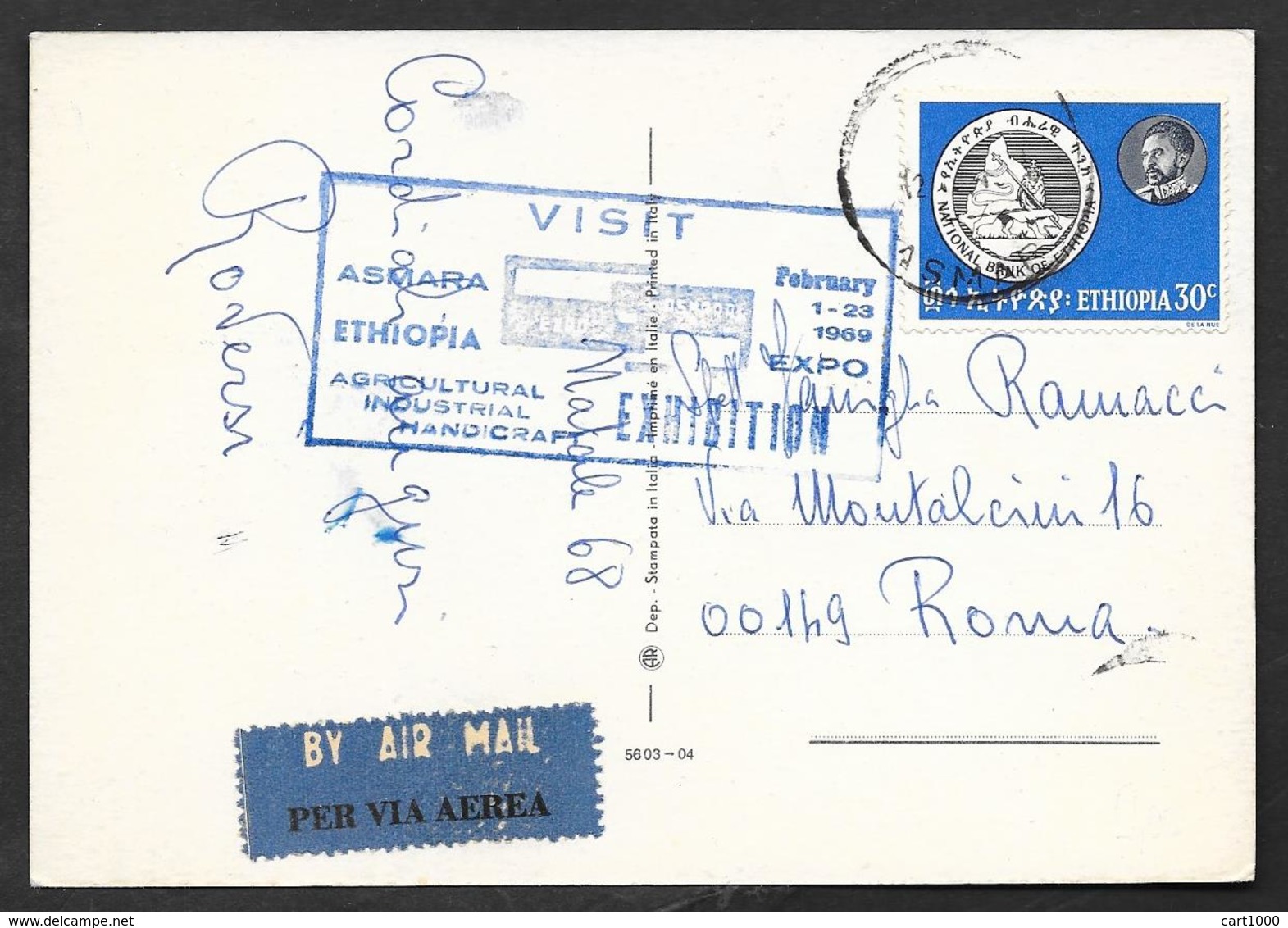 ETIOPIA ETHIOPIA ASMARA 1969 BY AIR MAIL TO ROME - Ethiopia