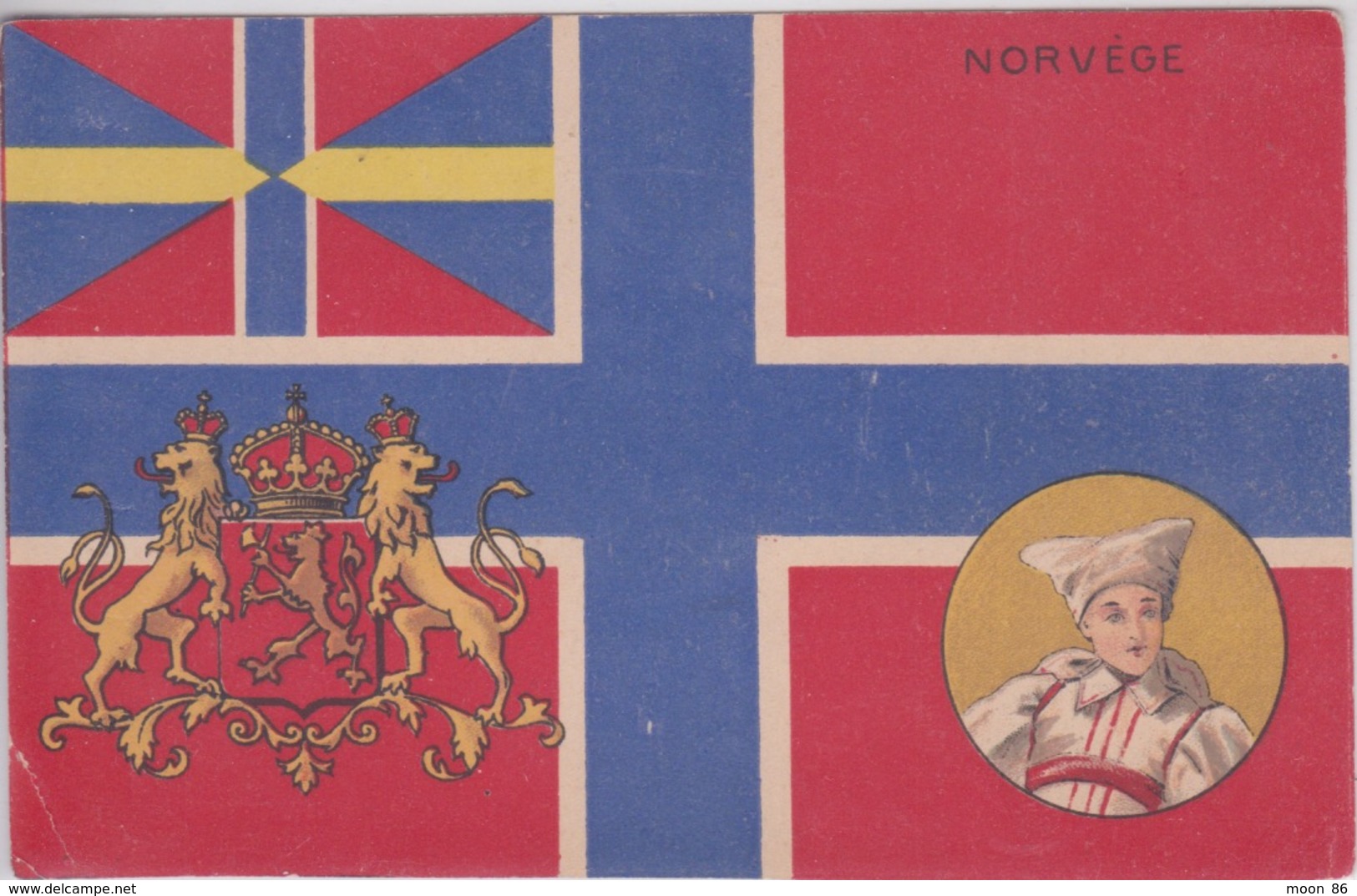 NORVÈGE  - DRAPEAU AUX COULEURS DE NA NORVEGE - FANION  MÉDAILLON - Norvège