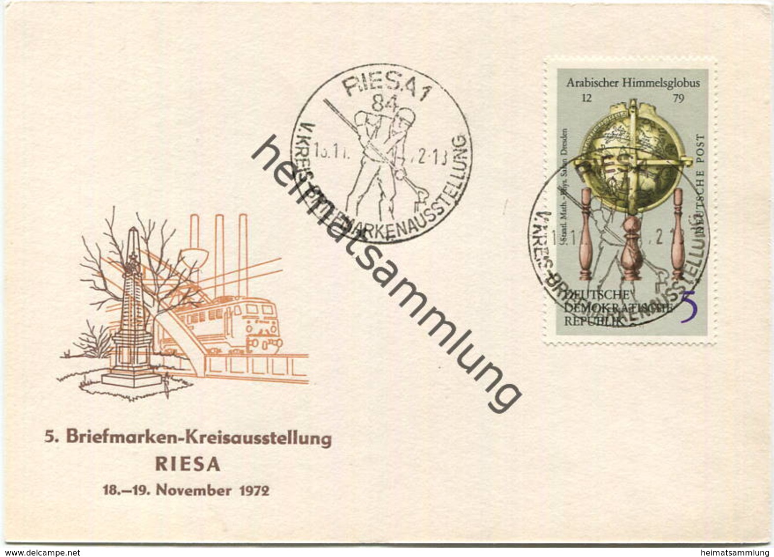 Riesa - 5. Briefmarken-Kreisausstellung Riesa - Sonderstempel 1972 - Rückseite Mit Grussadresse Beschrieben - Riesa