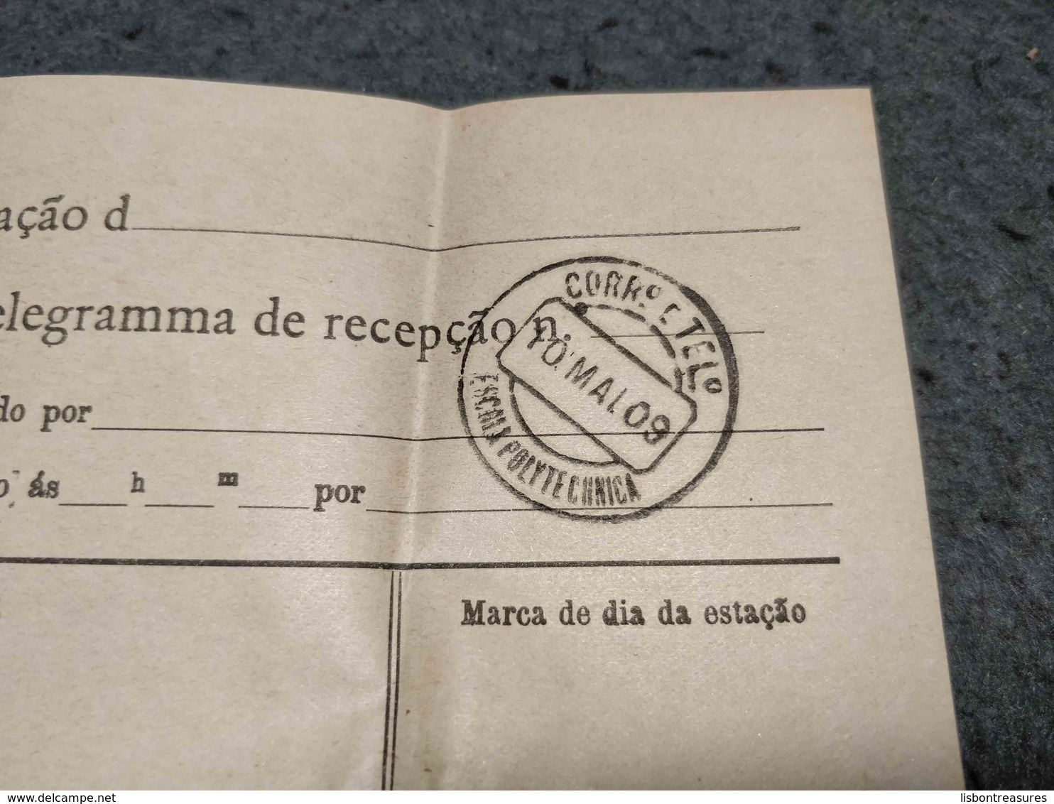 ANTIQUE  PORTUGAL  CIRCULATED TELEGRAM " ESCOLA POLYTECHNICA"  LISBOA 1909 - Storia Postale