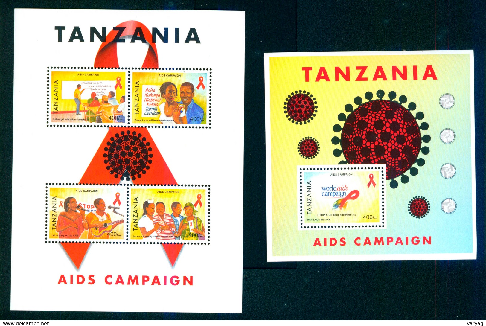 Tanzania 2007 AIDS 2 Bl/S/S MNH - Tanzania (1964-...)