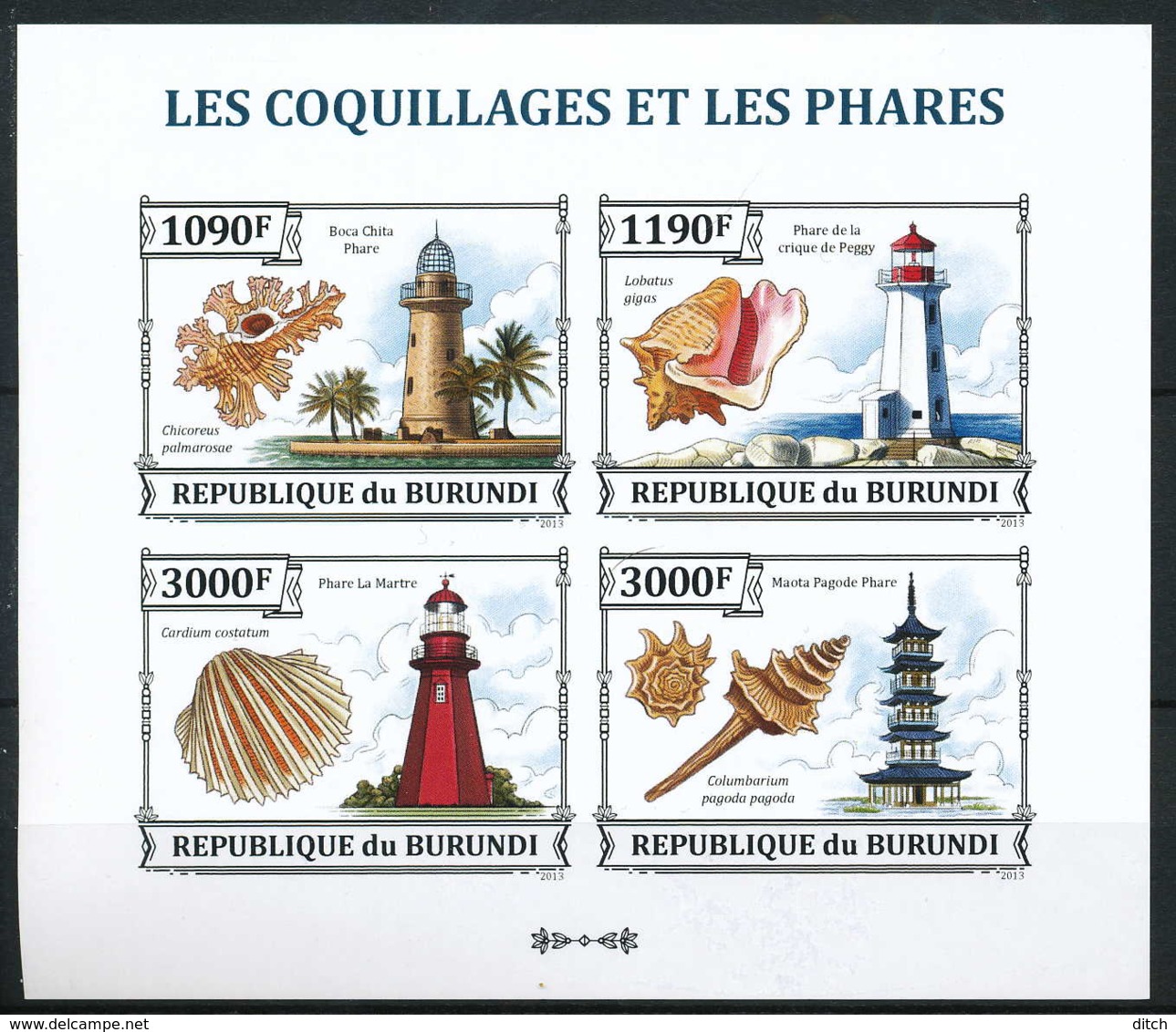 D - [33135]BURUNDI 2013 - Les Coquillages Et Les Phares - Phares