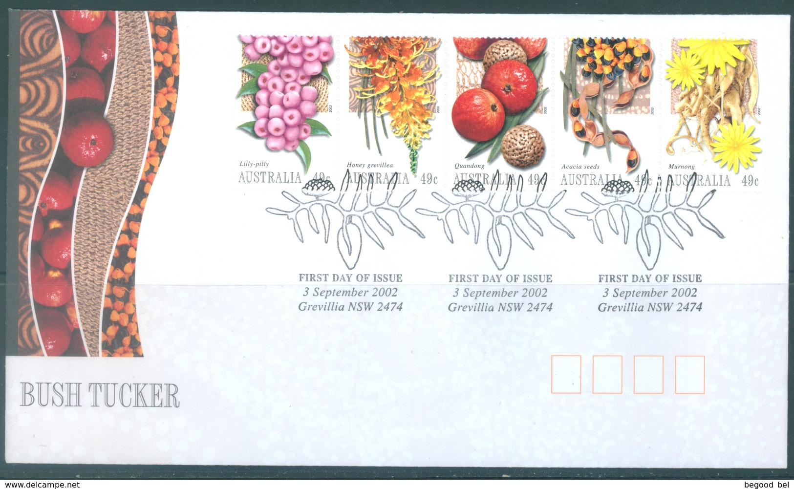 AUSTRALIA  - FDC - 3.9.2002 - BUSH TUCKER - Yv 2054-2058 - Lot 18609 - Premiers Jours (FDC)