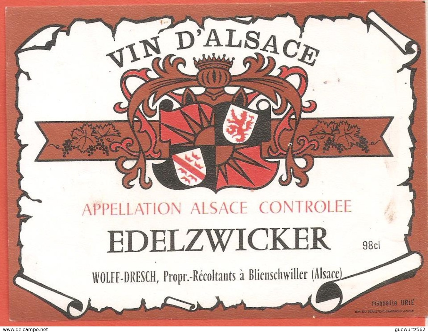 ETIQUETTE DE VIN D ALSACE - Autres & Non Classés