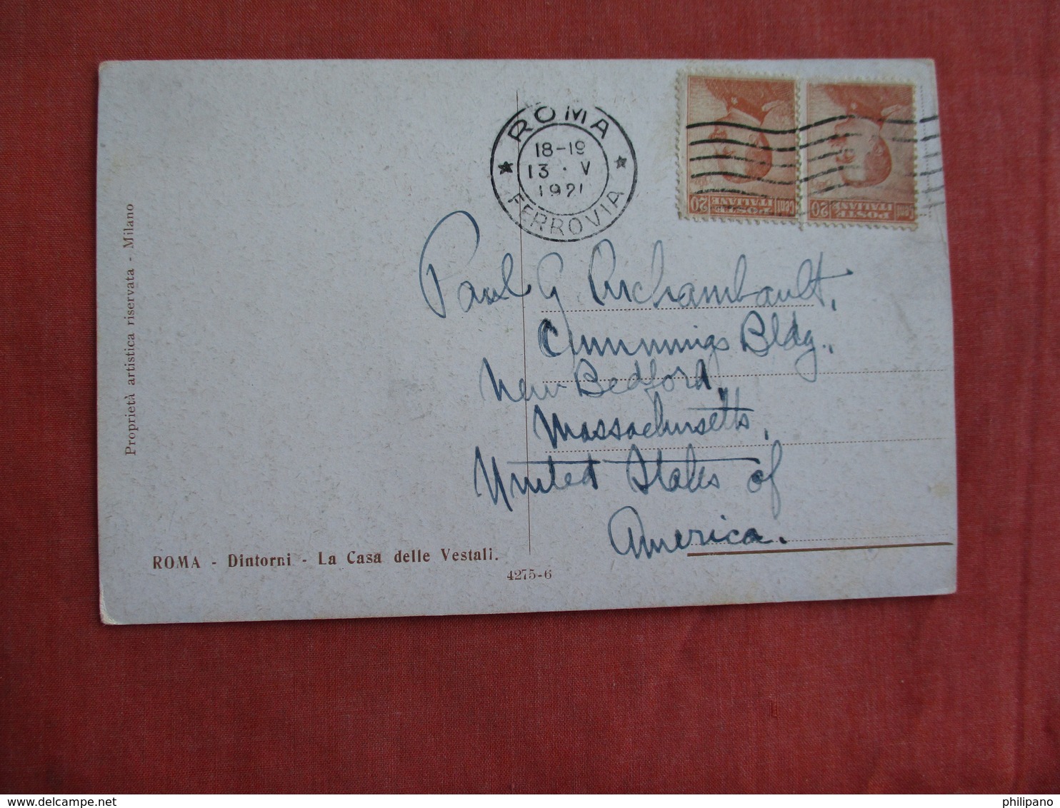 > Signed Artist-- Has Stamp & Cancel-- La Casa Delle Vestali  Italy > Lazio > Roma (Rome)     Ref 3098 - Other & Unclassified