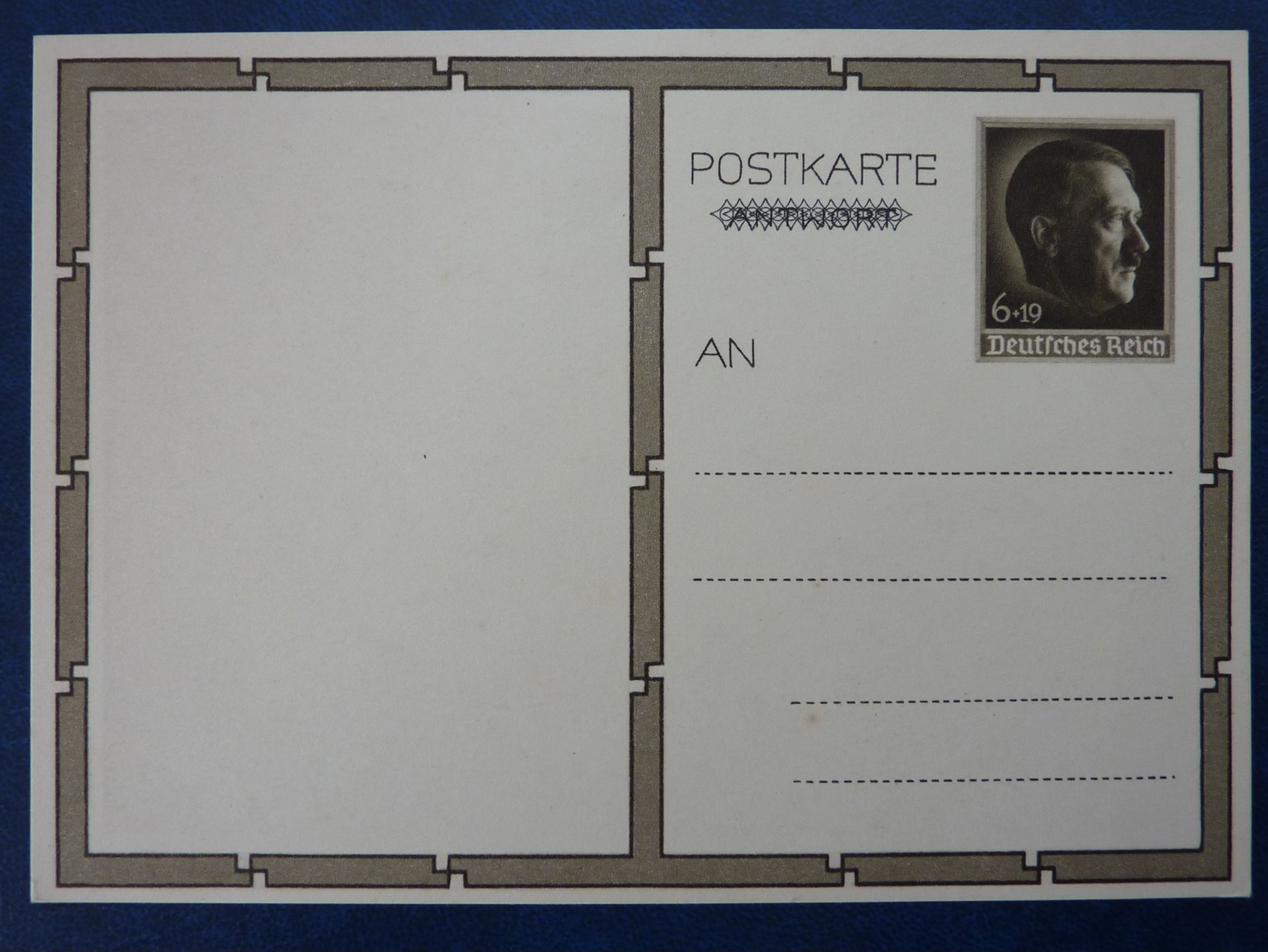 Postkarte Mit Hitler-Marke, Motiv: Hitler-Porträt, Ungebraucht, Deutsches Reich Ganzsache - Sonstige & Ohne Zuordnung