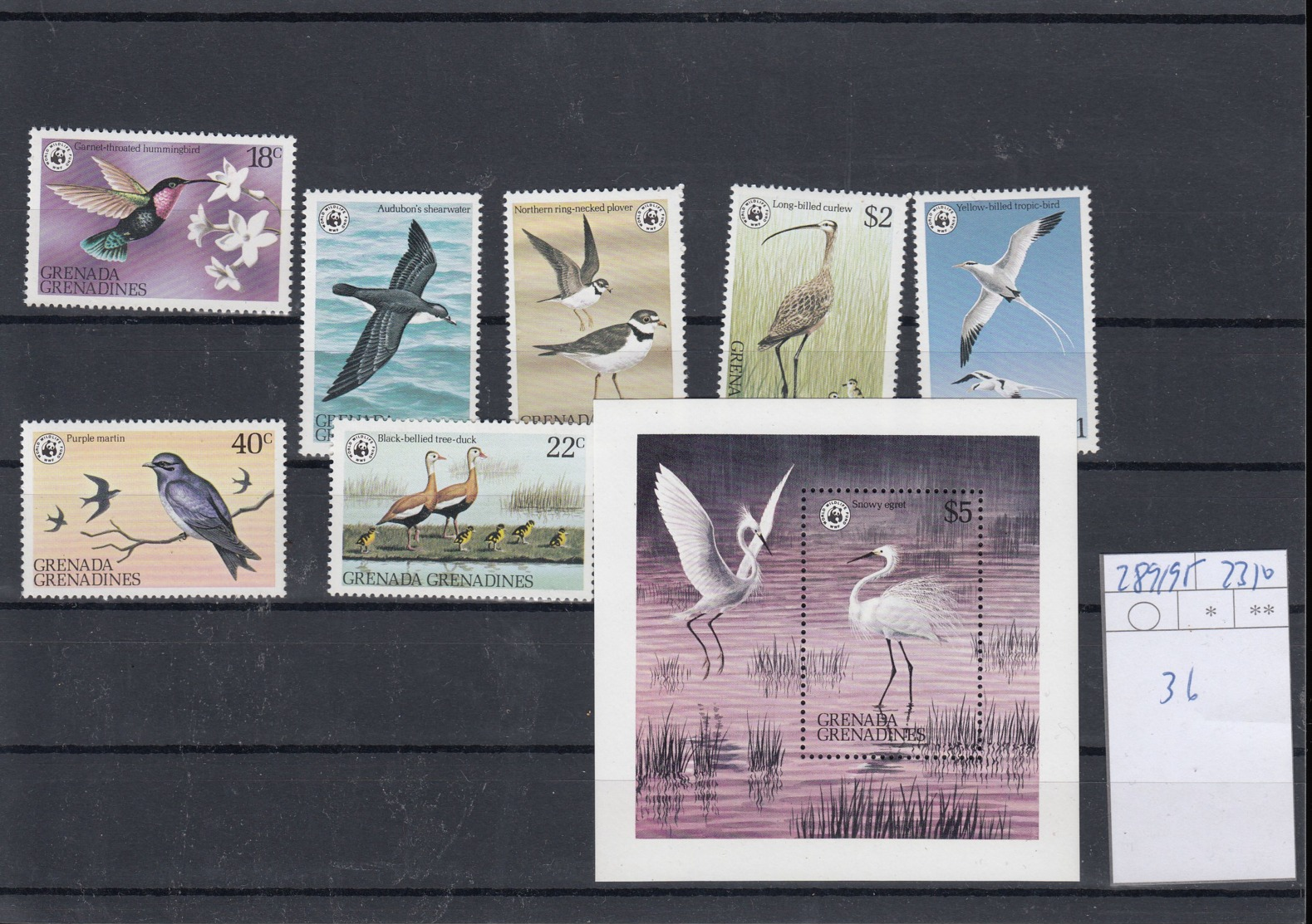 Grenada Grenadinen (BBK) Michel Cat.No. Mnh/** 289/295 + Sheet 36 Birds - Grenade (1974-...)