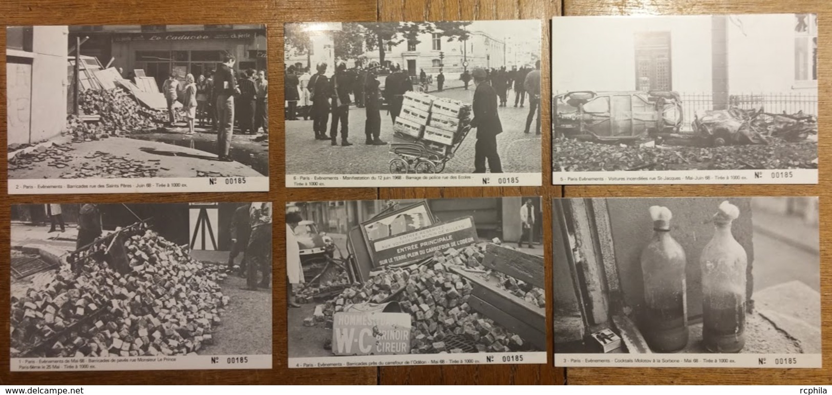 RC 10673 FRANCE POLITIQUE EVENEMENTS MAI 68 SERIE COMPLETE DE 6 CARTES TIRAGE 1000 Ex TB - Manifestaciones