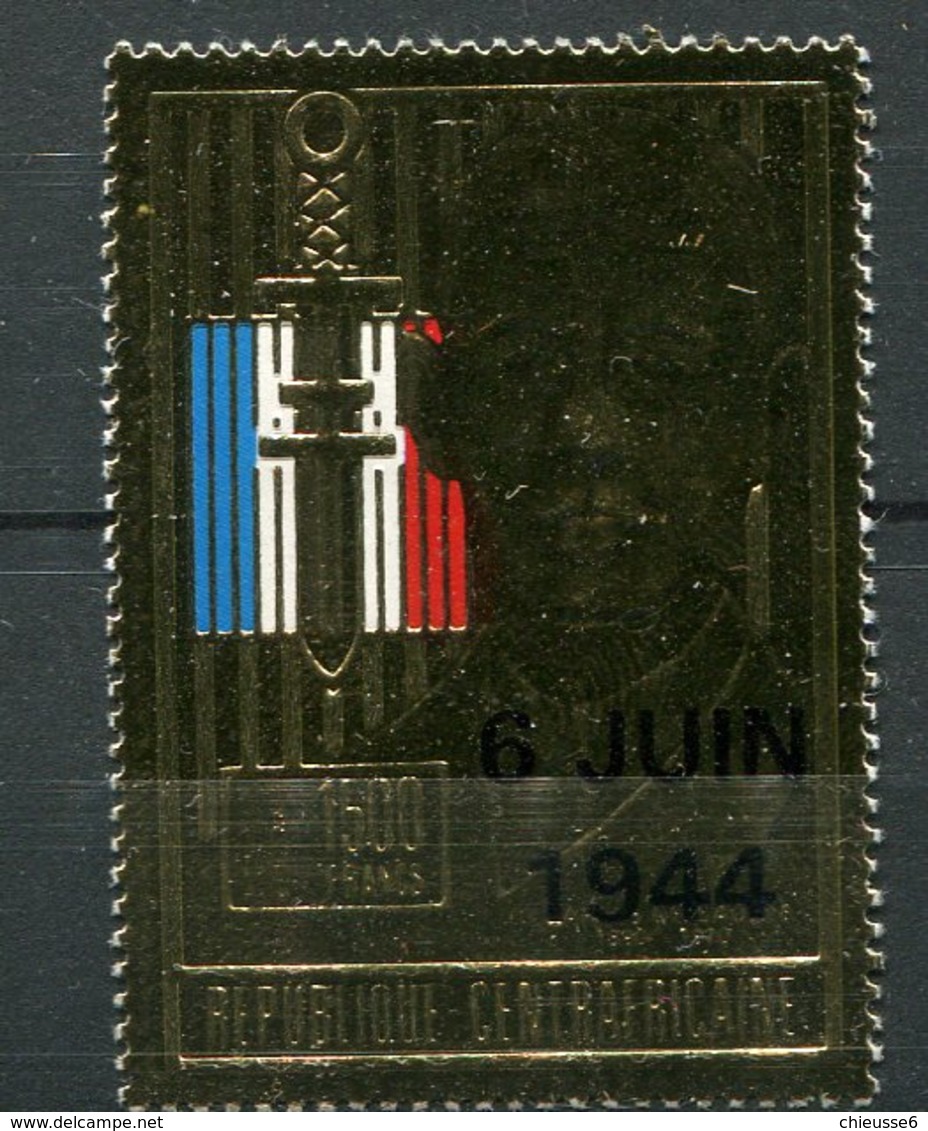 Centrafrique ** PA 416  -  Portait Du Général De Gaulle  Timbre Sur Feuille D' Or - Centrafricaine (République)