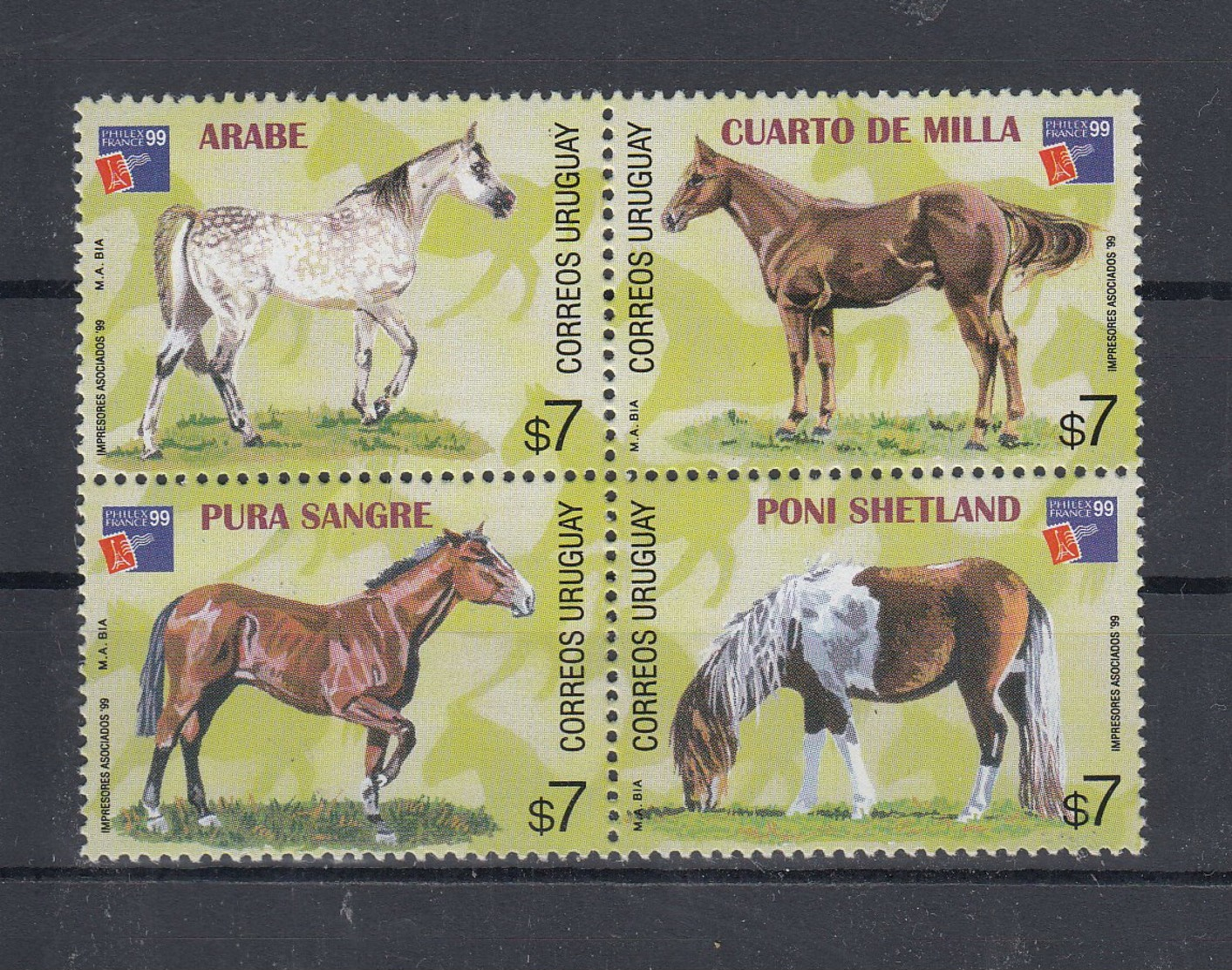 Uruguay (BBK) Michel Cat.No. Mnh/** 2459/2462 Horses - Uruguay