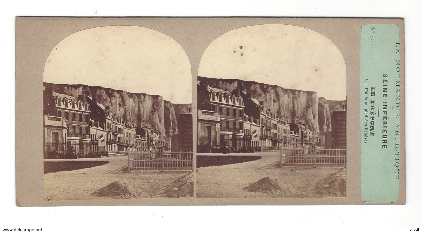 STEREO Furne Et Tournier  La Normandie Artistique Le Tréport Les Hôtels Au Pied Des Falaises ( Vers 1860 ) - Photos Stéréoscopiques