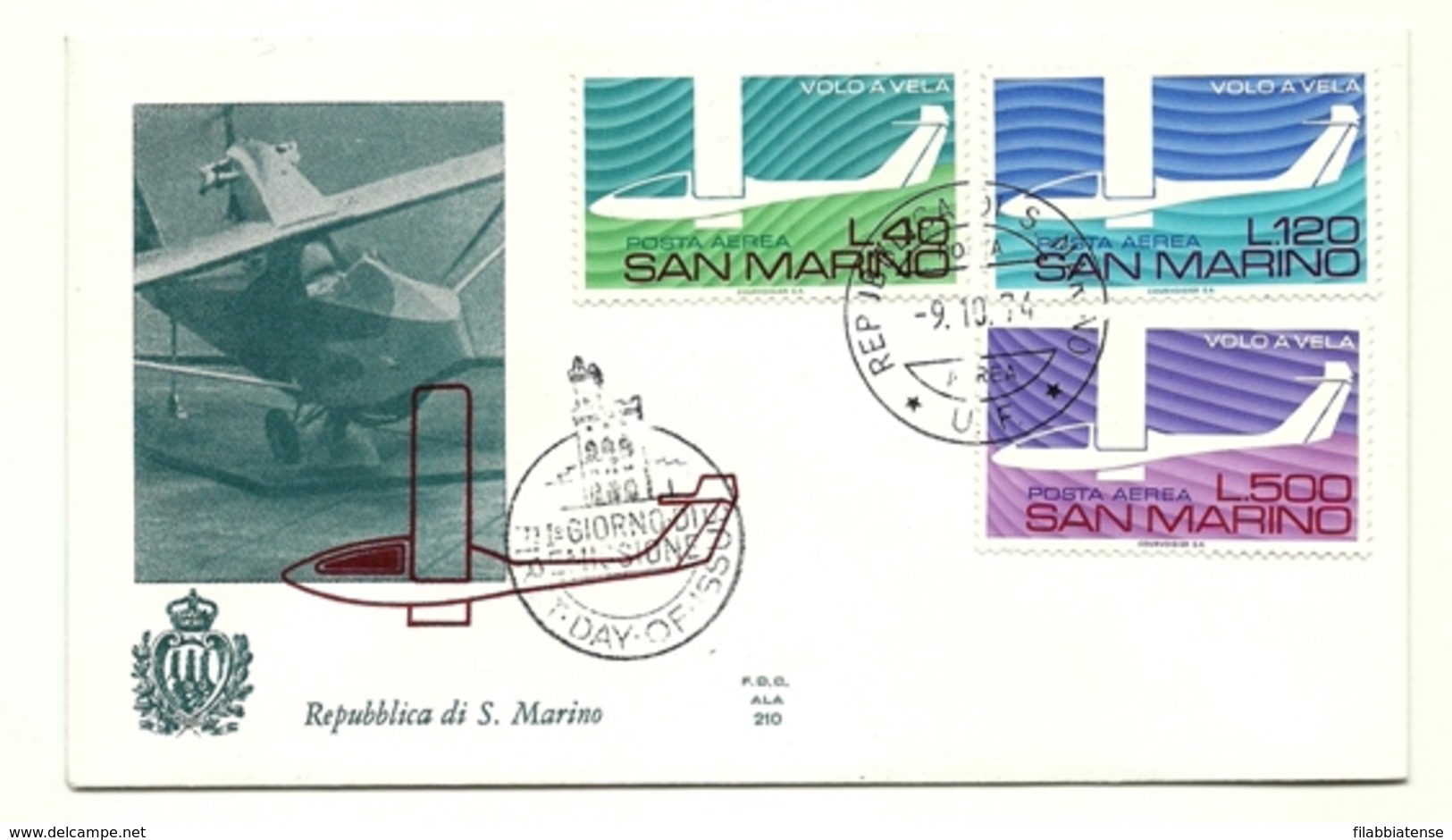 1974 - San Marino PA 151/53 Volo A Vela - FDC - Non Classificati