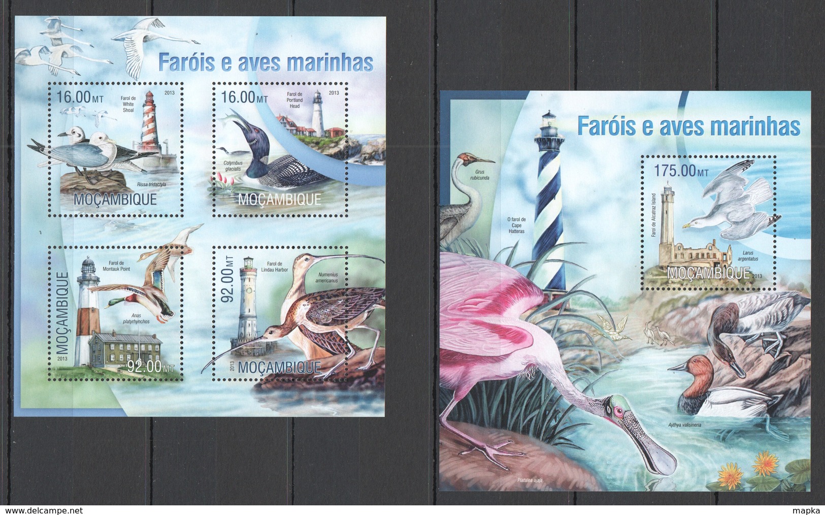 WW025 2013 MOZAMBIQUE MOCAMBIQUE FAUNA MARINE LIFE LIGHTHOUSES WATER BIRDS KB+BL MNH - Autres & Non Classés