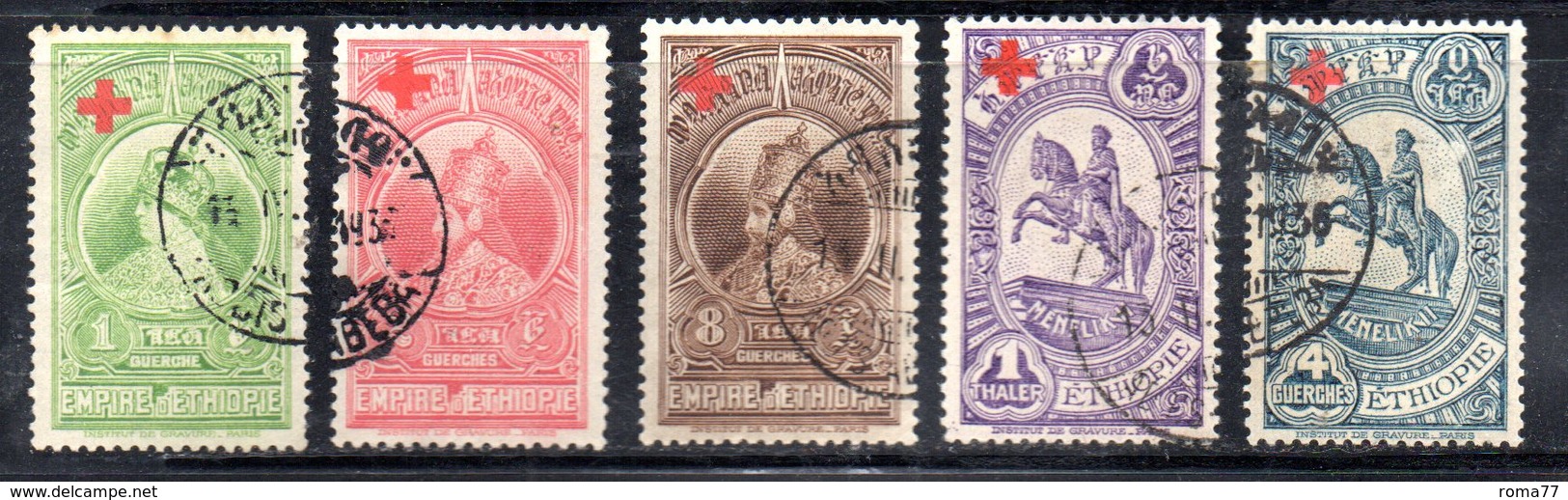 ETP74 - ETIOPIA 1936 , Yvert  N 209/213  Usata  CROCE ROSSA - Etiopia