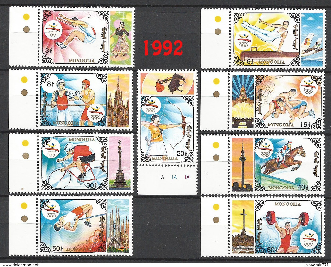 MONGOLIA 1992 !!   Summer Olympics 1992, Barcelona ** RARE !! ** Michel: 2424 - 2432    MONGOLEI ** MNH ** - Mongolie