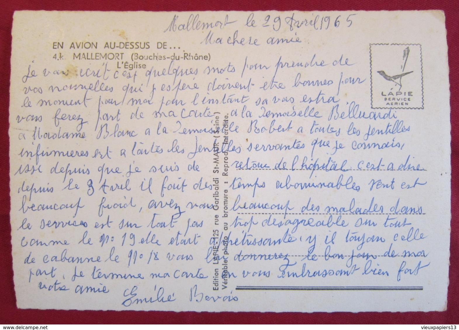 CPSM 13 - En Avion Au Dessus De MALLEMORT (Bouches-du-Rhône) - L'Eglise - Lapie Service Aérien - Mallemort