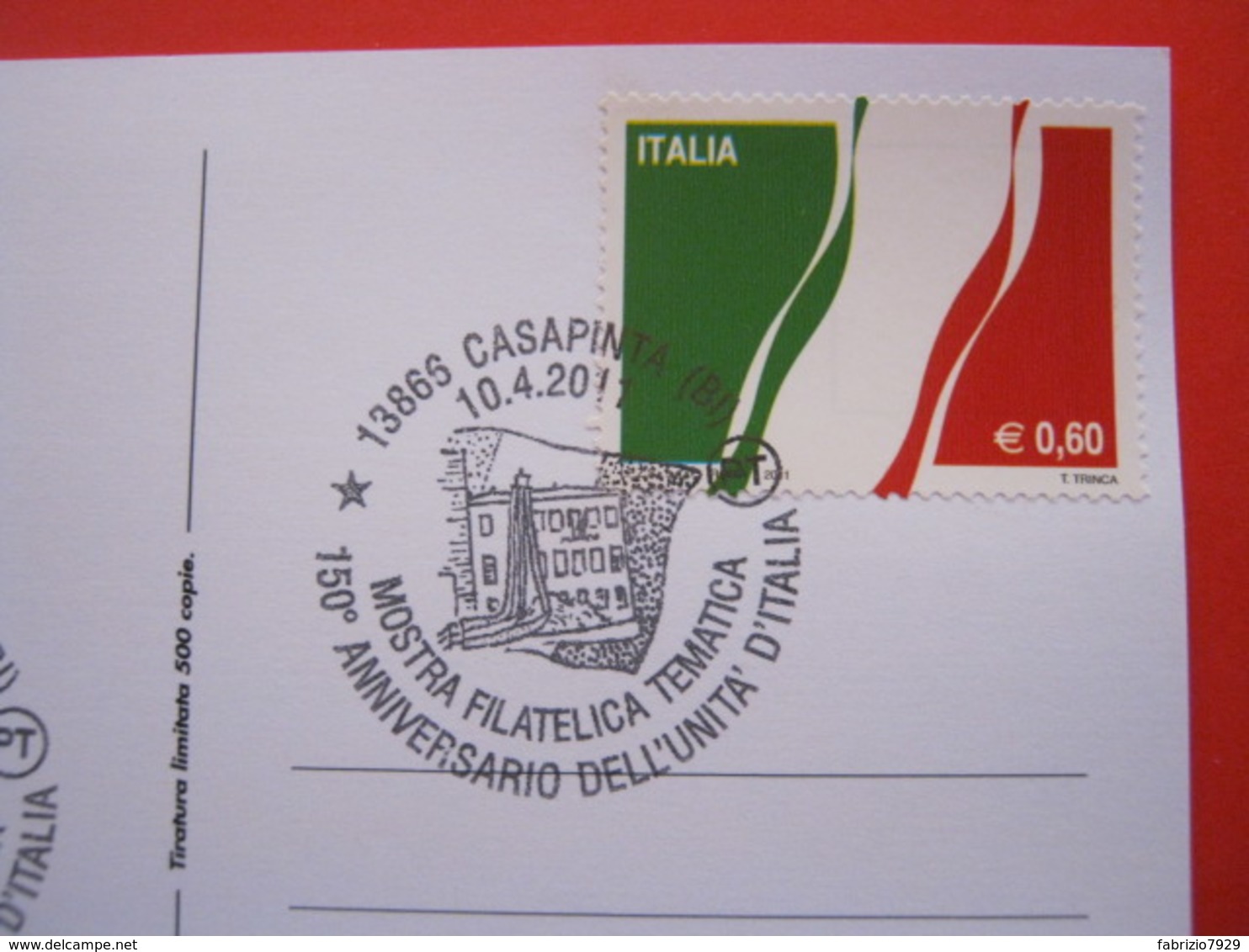 A.04 ITALIA ANNULLO - 2011 CASAPINTA BIELLA 150° UNITA' BANDIERA FLAG CARD: FESTA CIOCCOLATO CACAO GIOCO OCA - Altri & Non Classificati