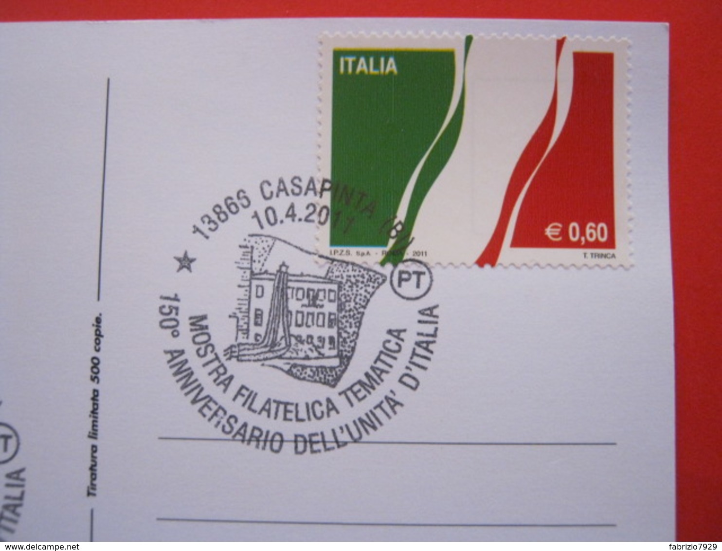 A.04 ITALIA ANNULLO - 2011 CASAPINTA BIELLA 150° UNITA' BANDIERA FLAG CARD: FESTA CIOCCOLATO CACAO GIOCO OCA - Altri & Non Classificati